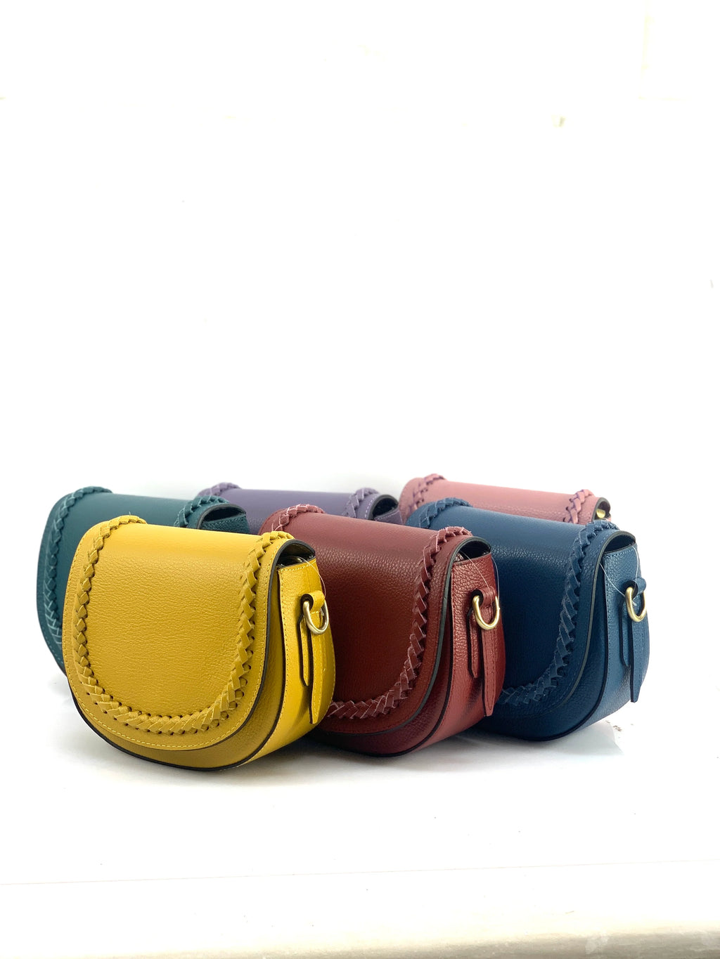 Braided-Trim Leather Saddle Crossbody Bag – Made in Italy