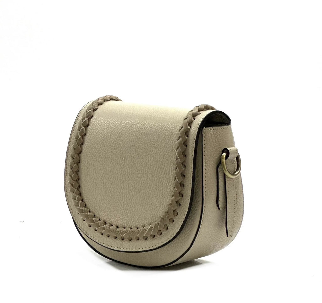 Braided-Trim Leather Saddle Crossbody Bag – Made in Italy