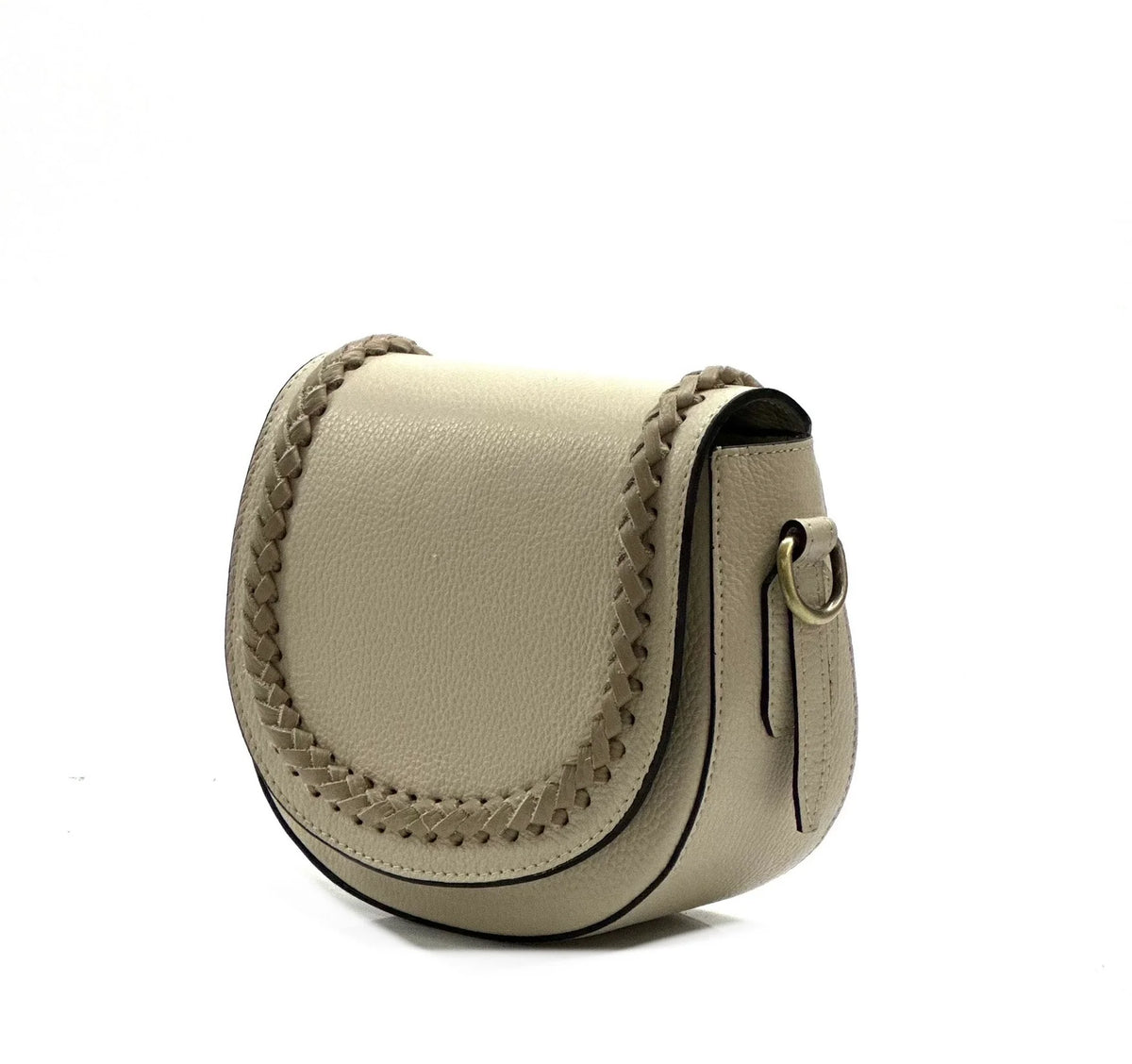 Braided-Trim Leather Saddle Crossbody Bag – Made in Italy