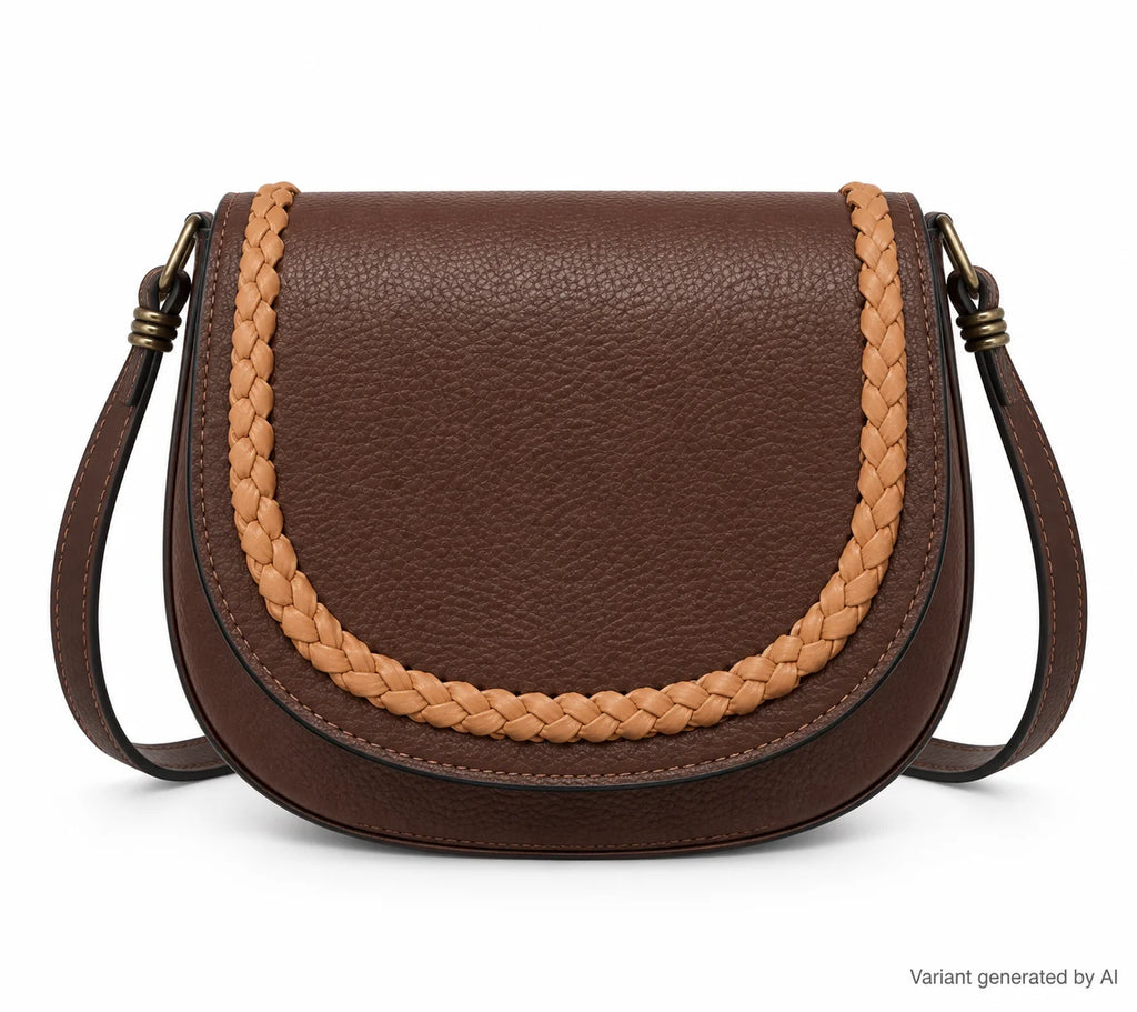 Braided-Trim Leather Saddle Crossbody Bag – Made in Italy