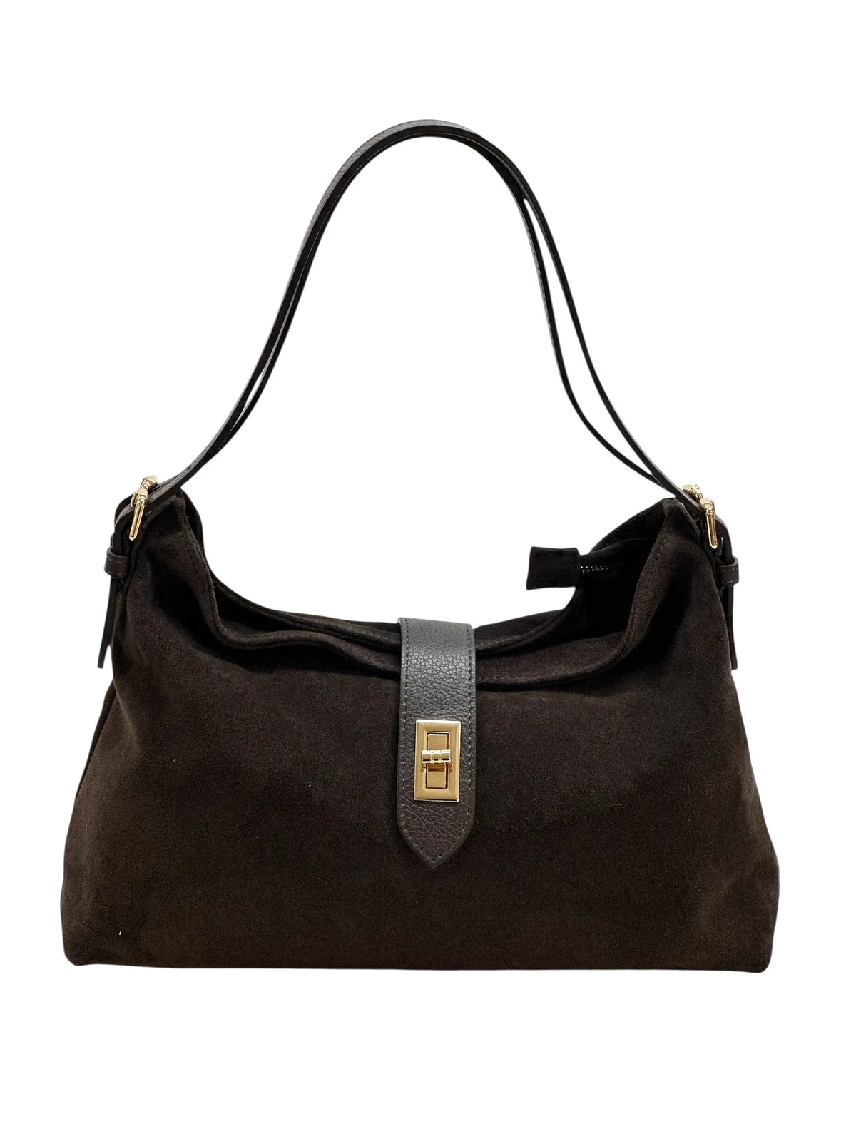 Suede Leather Buckle Shoulder Bag