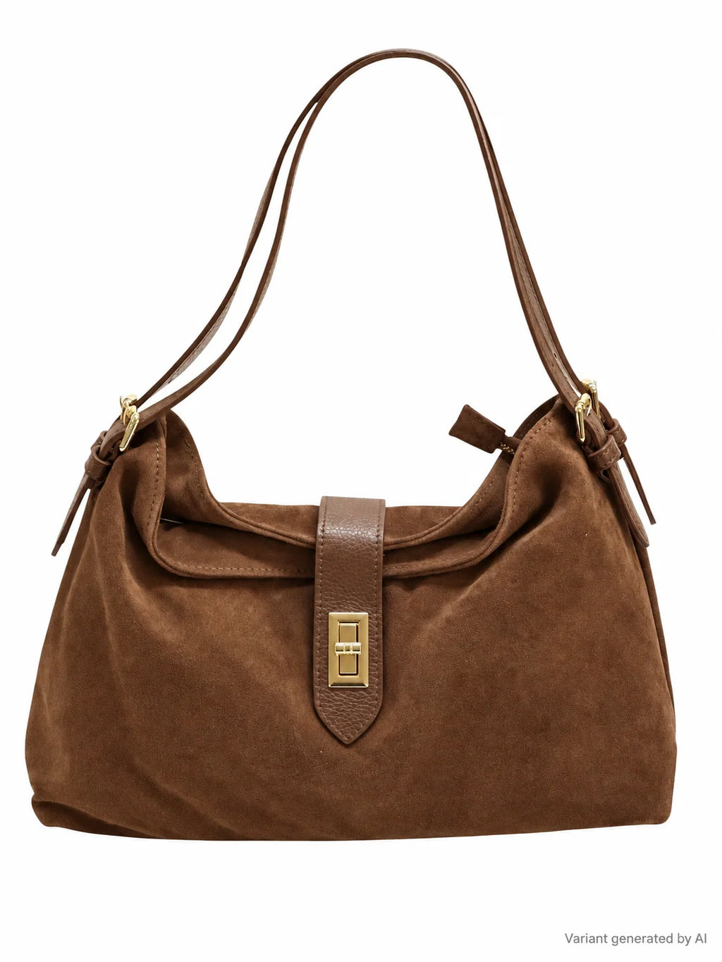 Suede Leather Buckle Shoulder Bag