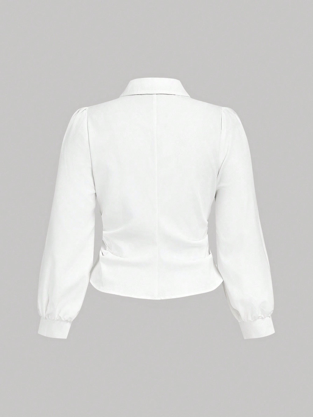 SHEIN MOD Plus Size Elegant Casual All White Autumn Graduation Back-To-School Shirts For Women,Necktie Decorated Front Button Ladies Office Formal Party Wear