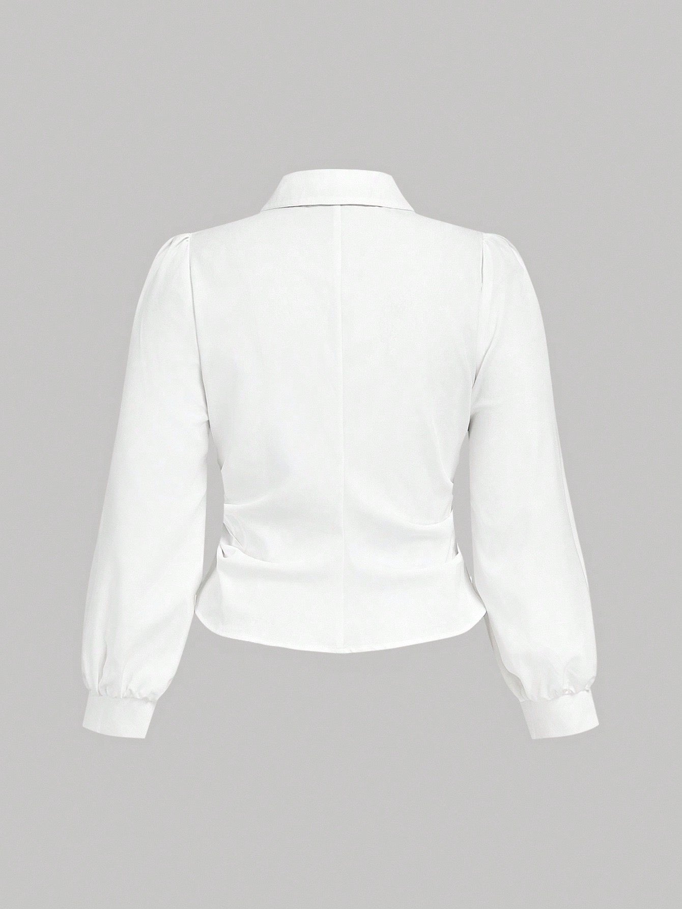 SHEIN MOD Plus Size Elegant Casual All White Autumn Graduation Back-To-School Shirts For Women,Necktie Decorated Front Button Ladies Office Formal Party Wear