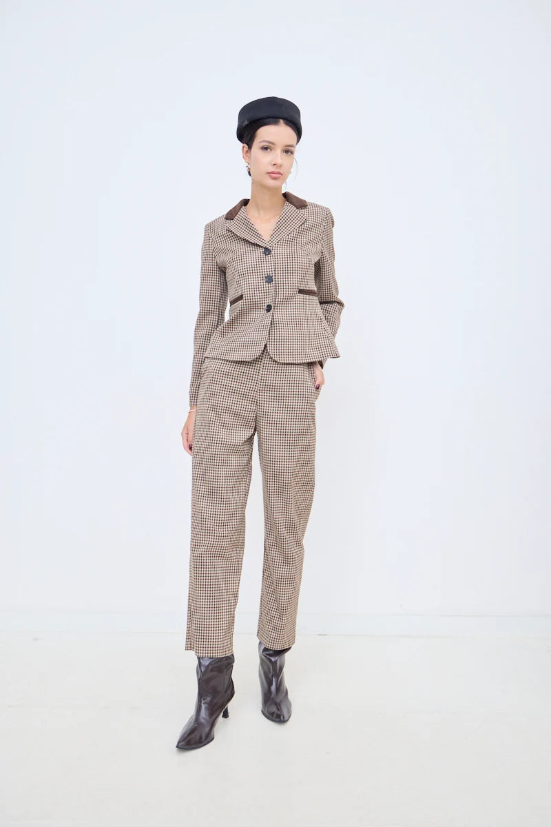 Small-Check Button Blazer