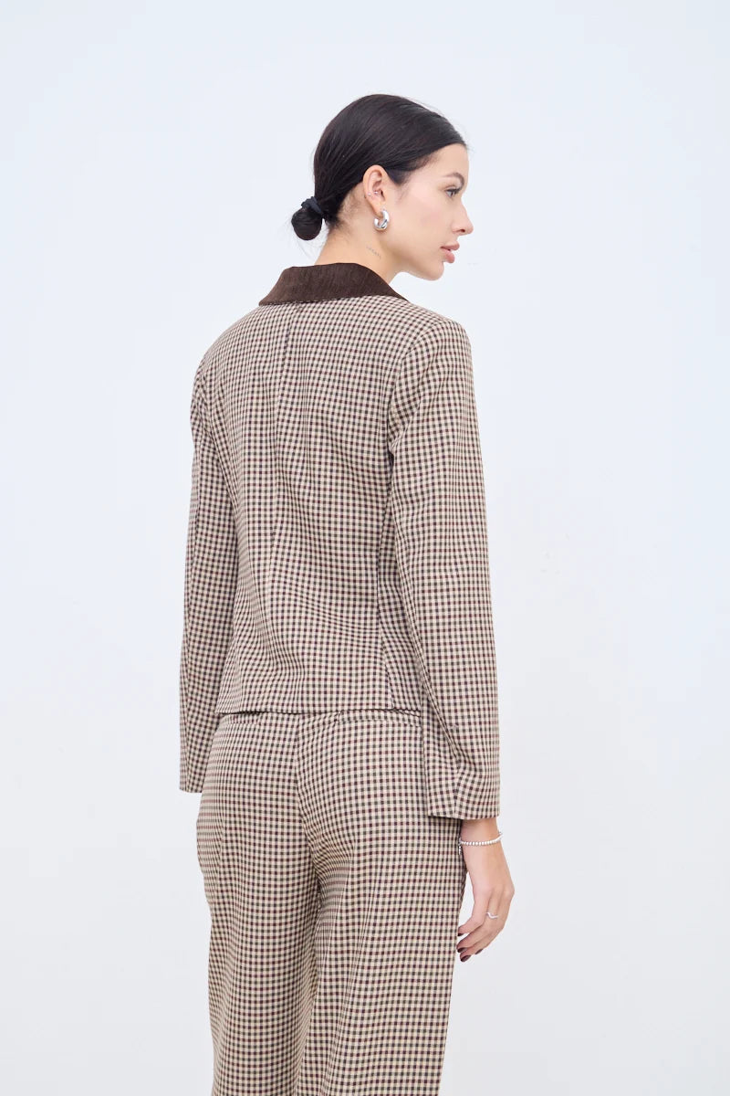 Small-Check Button Blazer