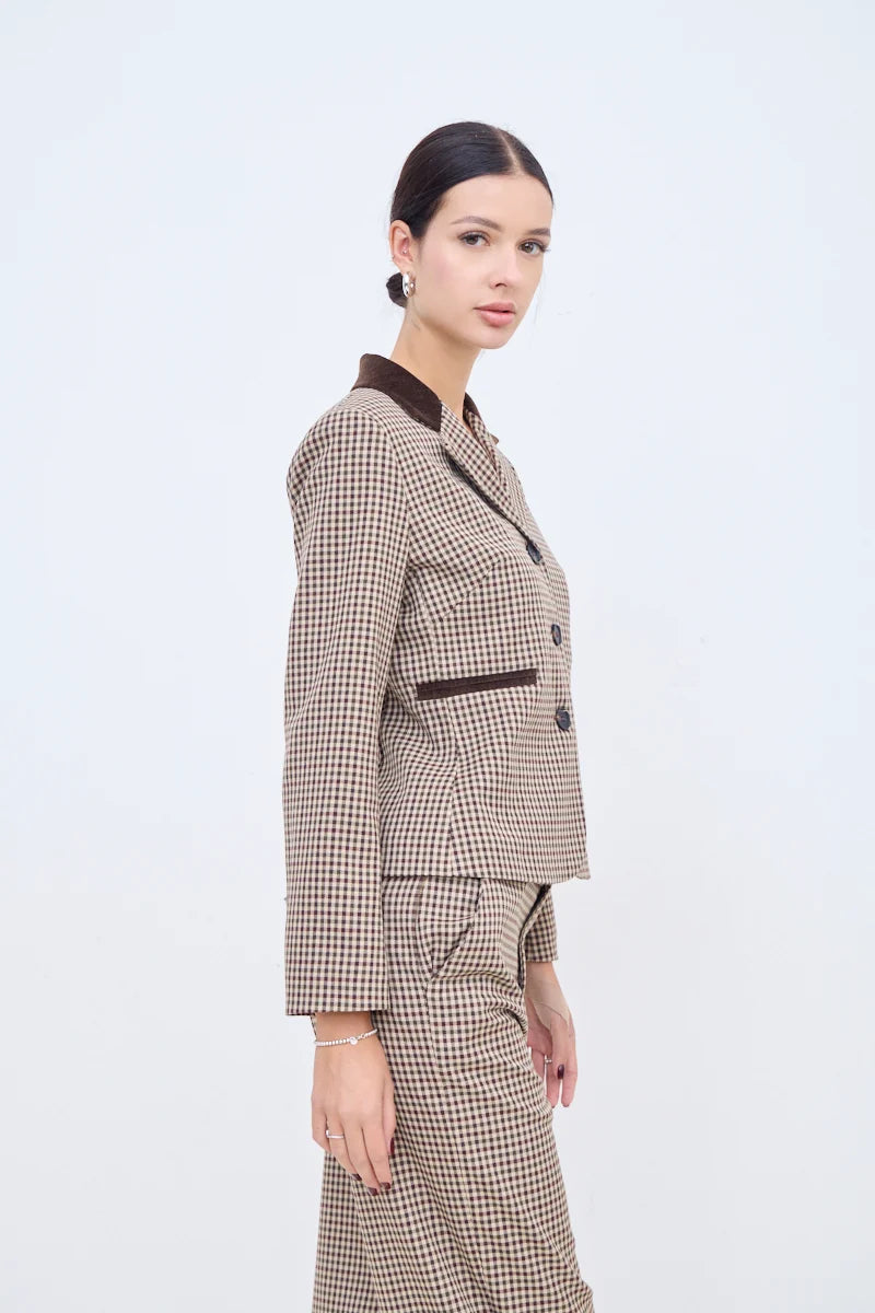 Small-Check Button Blazer