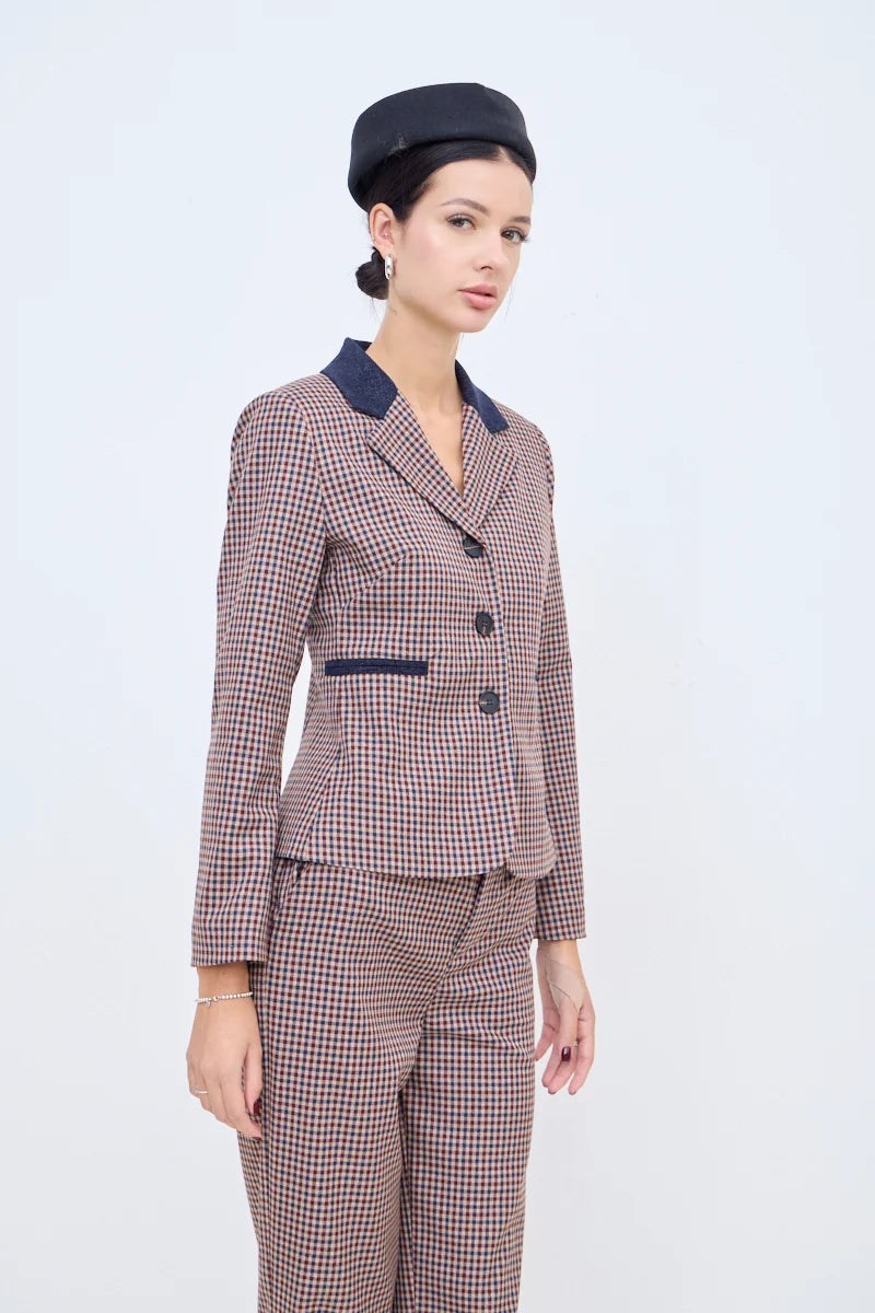 Small-Check Button Blazer