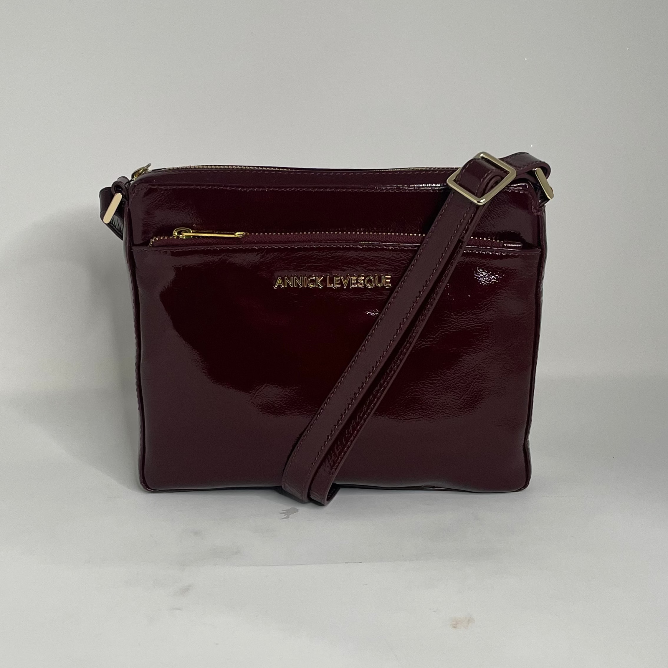 Sac à bandoulière rouge bordeaux foncé patin souple | Gisèle petit