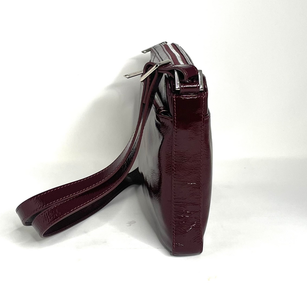 Sac à bandoulière rouge bordeaux foncé patin souple | Gisèle petit