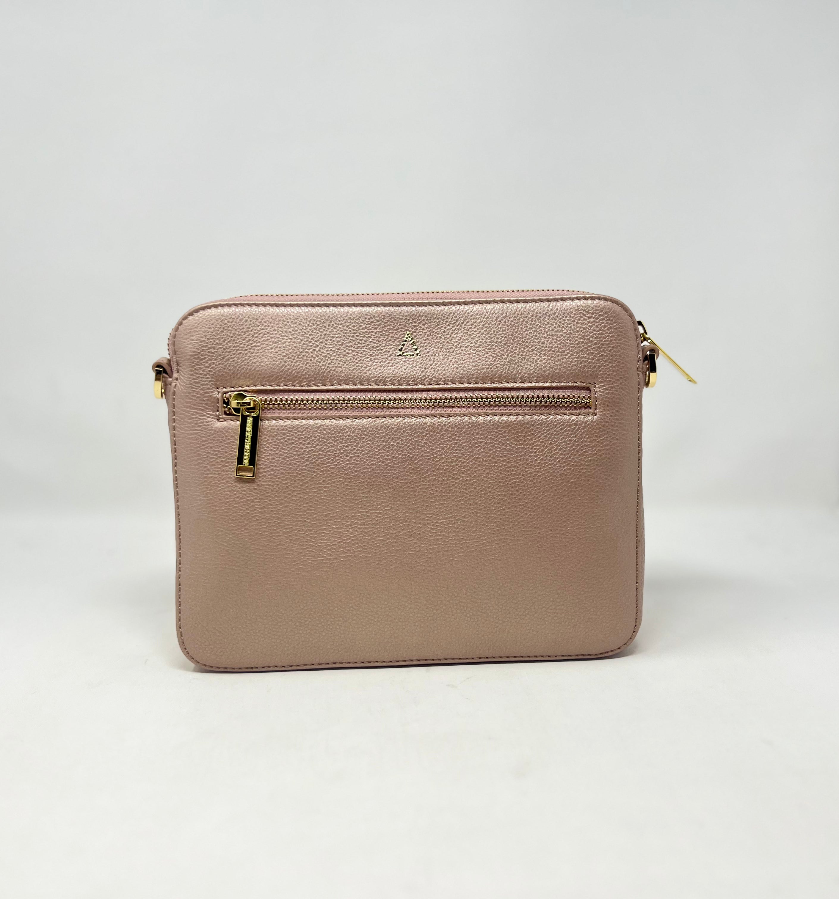 Petit Sac bandoulière avec porte-carte détachable rose platine | Kennedi