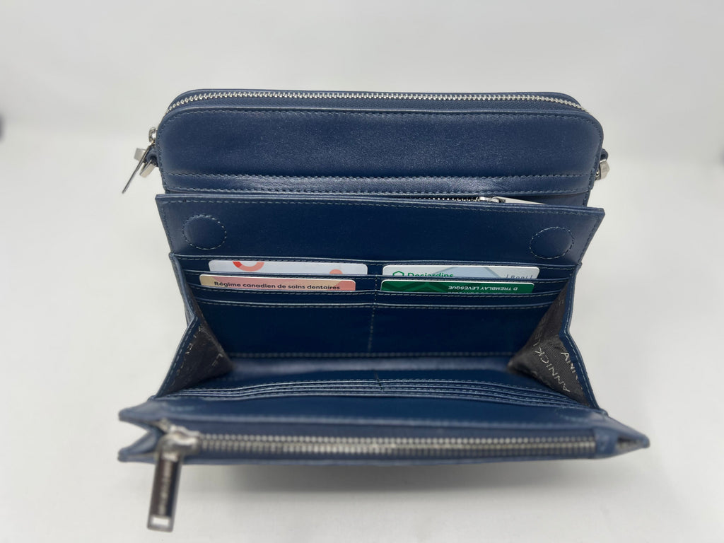Petit Sac bandoulière avec porte carte détachable bleu marine | Kennedi