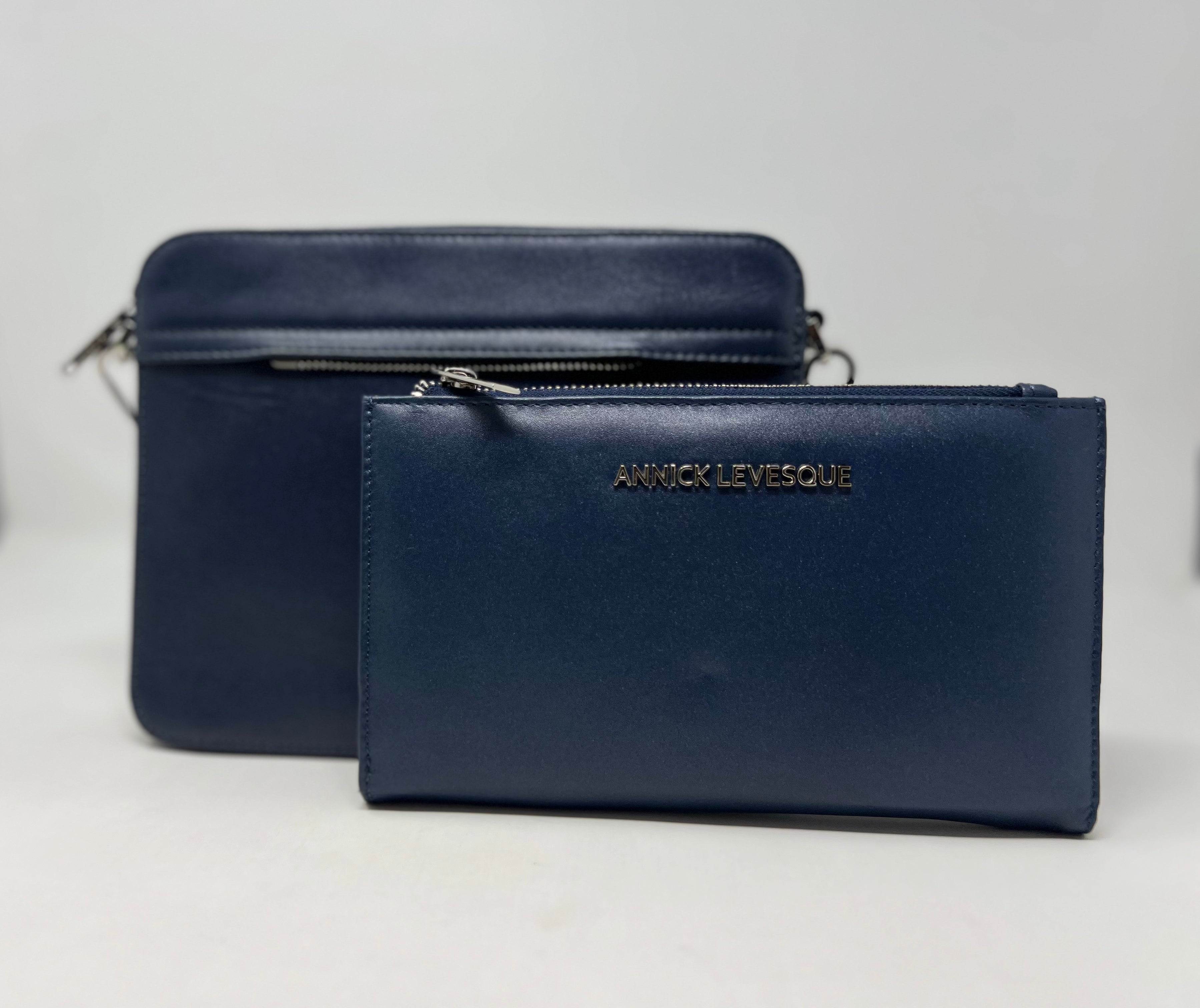 Petit Sac bandoulière avec porte carte détachable bleu marine | Kennedi
