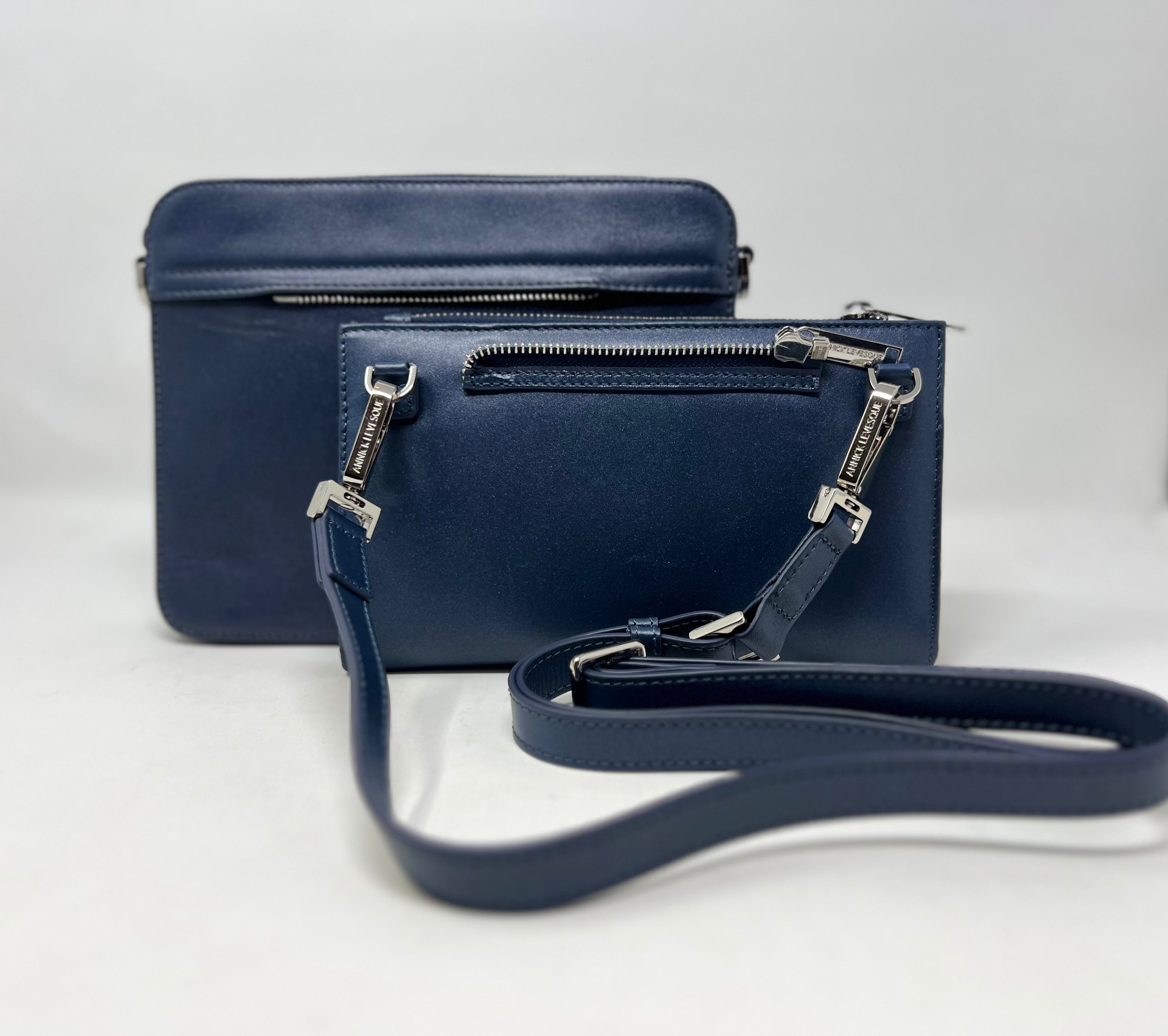 Petit Sac bandoulière avec porte carte détachable bleu marine | Kennedi