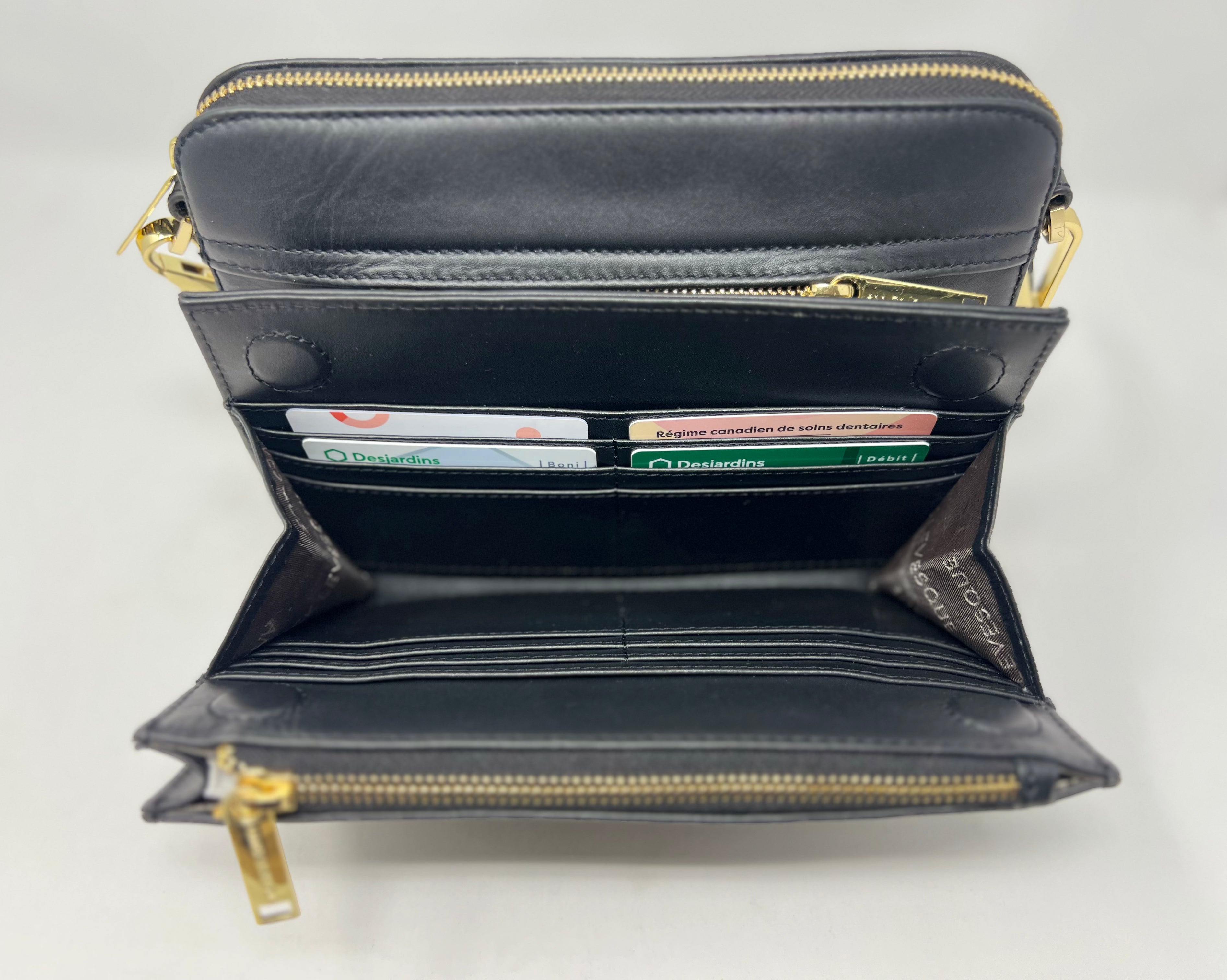 Petit Sac bandoulière avec porte-carte détachable, noir | Kennedi