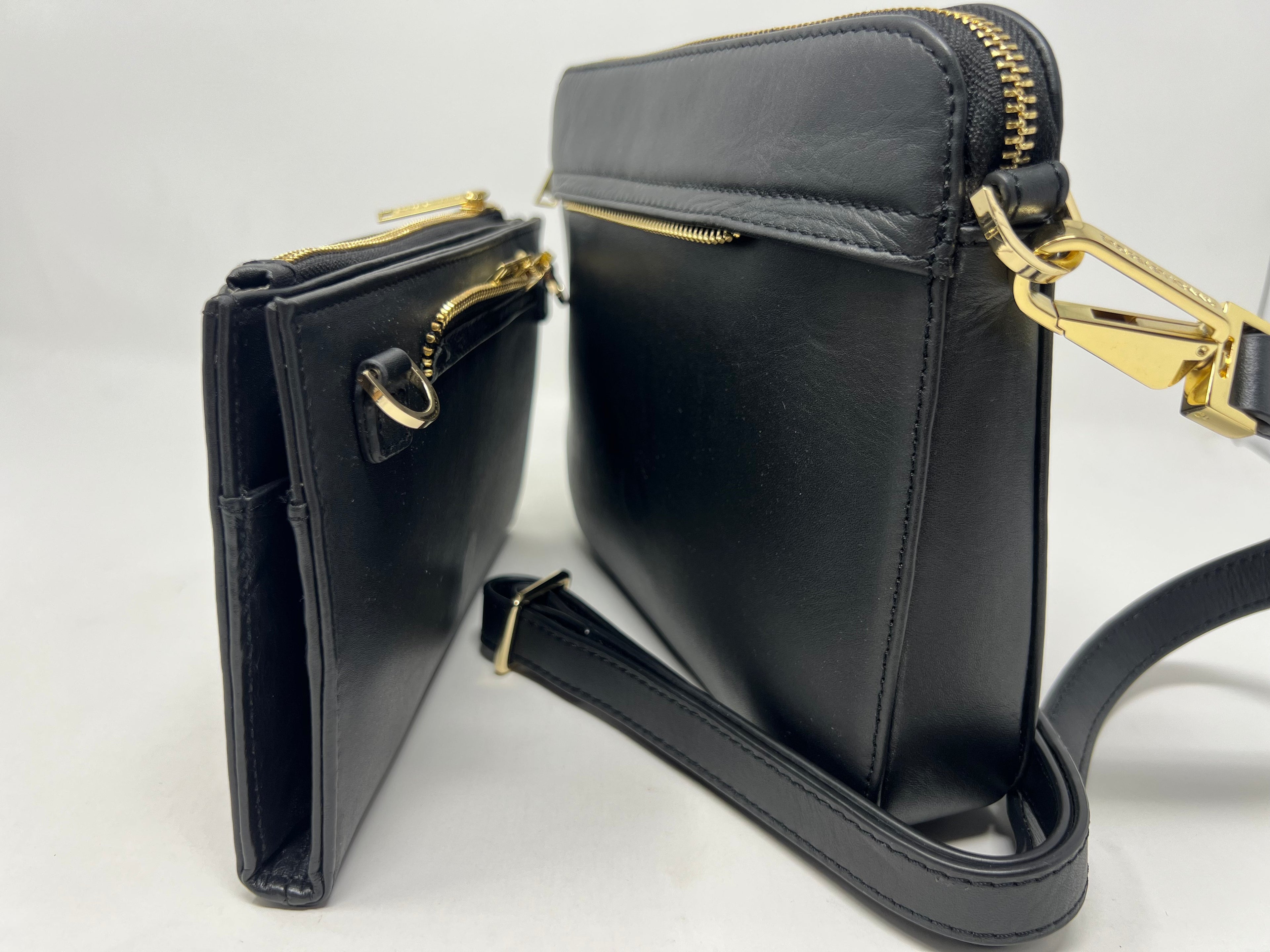 Petit Sac bandoulière avec porte-carte détachable, noir | Kennedi