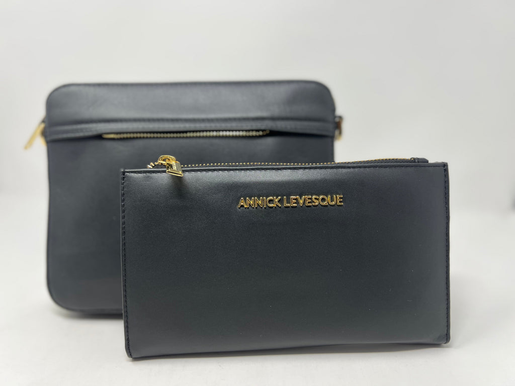 Petit Sac bandoulière avec porte-carte détachable, noir | Kennedi
