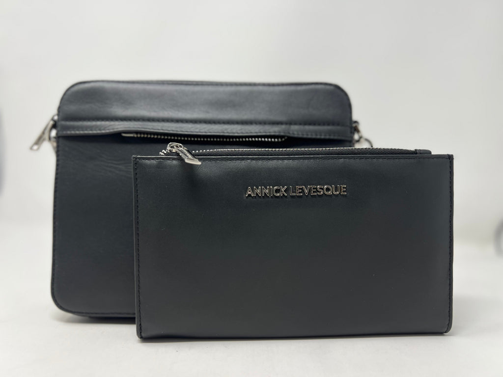 Petit Sac bandoulière avec porte-carte détachable, noir | Kennedi