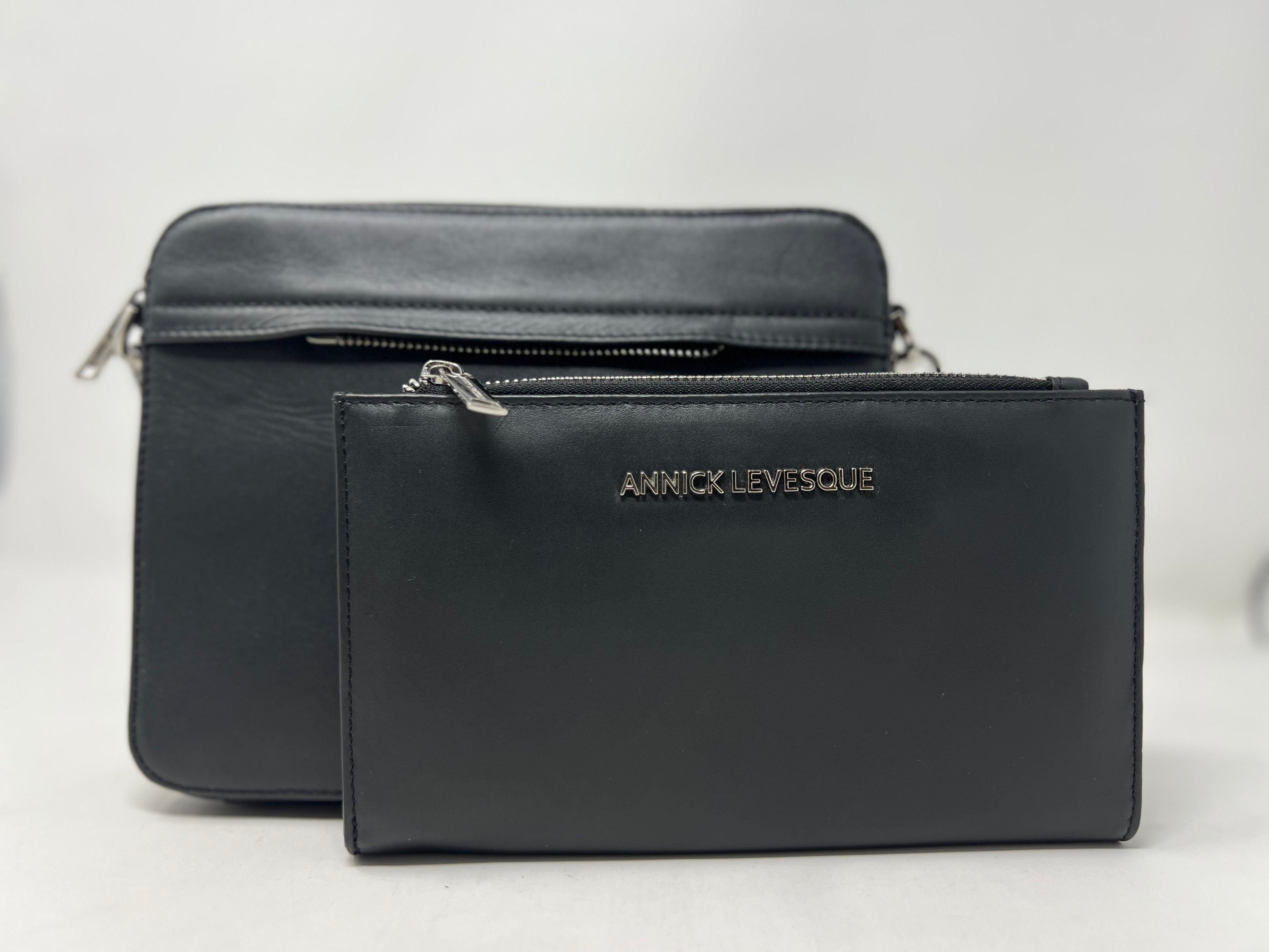 Petit Sac bandoulière avec porte-carte détachable, noir | Kennedi