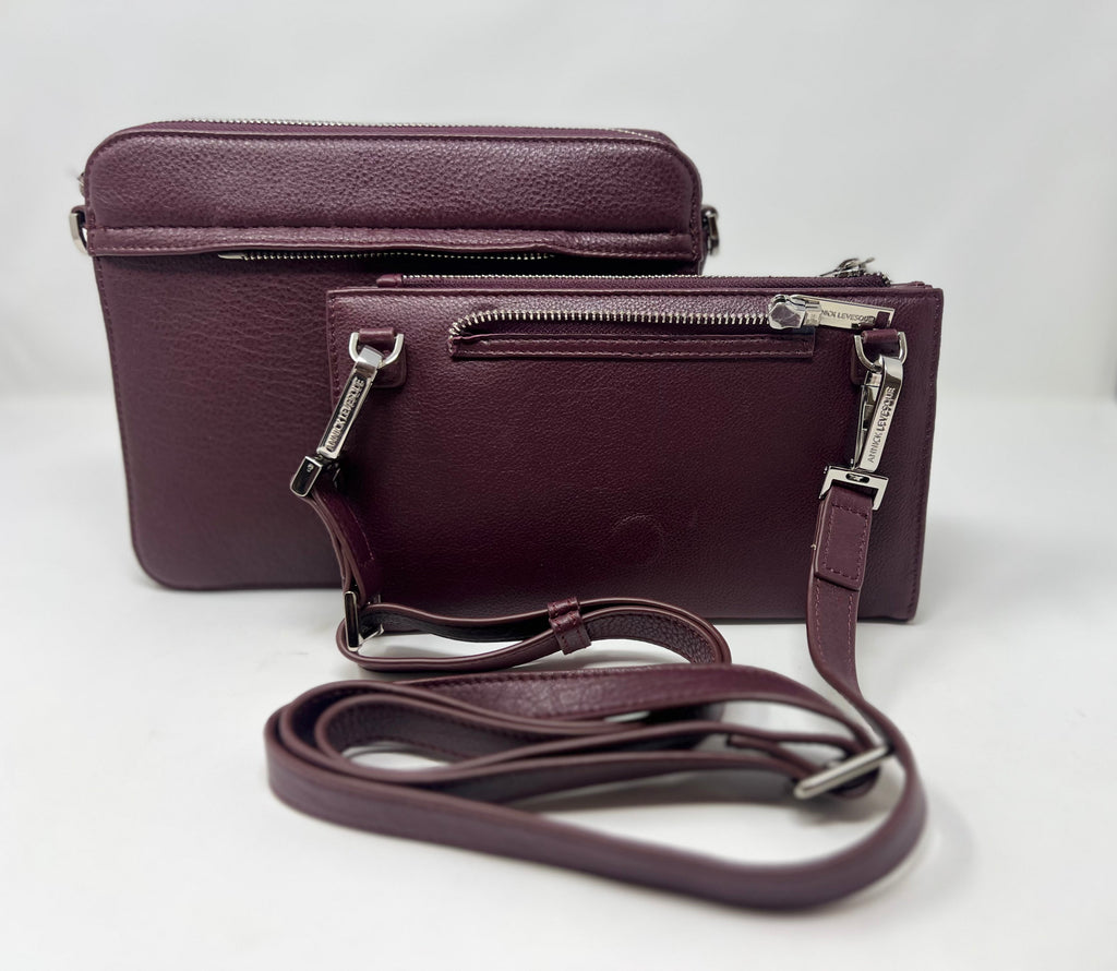 Petit Sac bandouillère avec porte carte détachable, aubergine | Kennedi