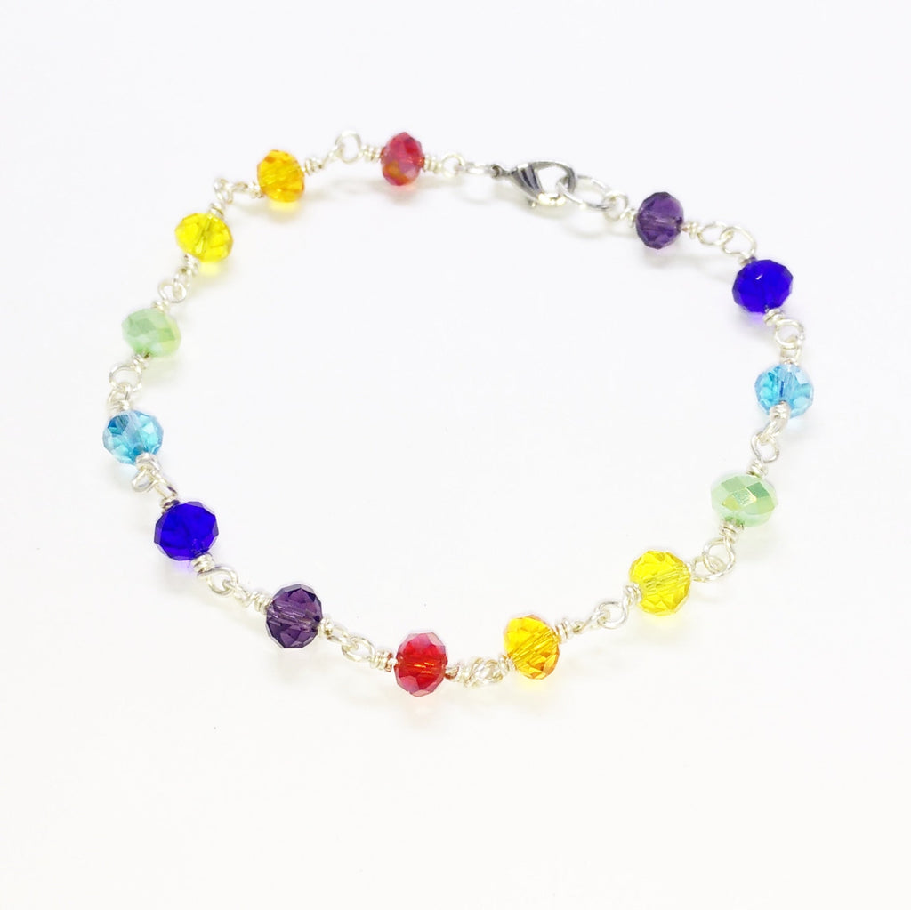 Chakra Bracelet in Sterling Silver — Handmade Glass Bead Energy Jewelry