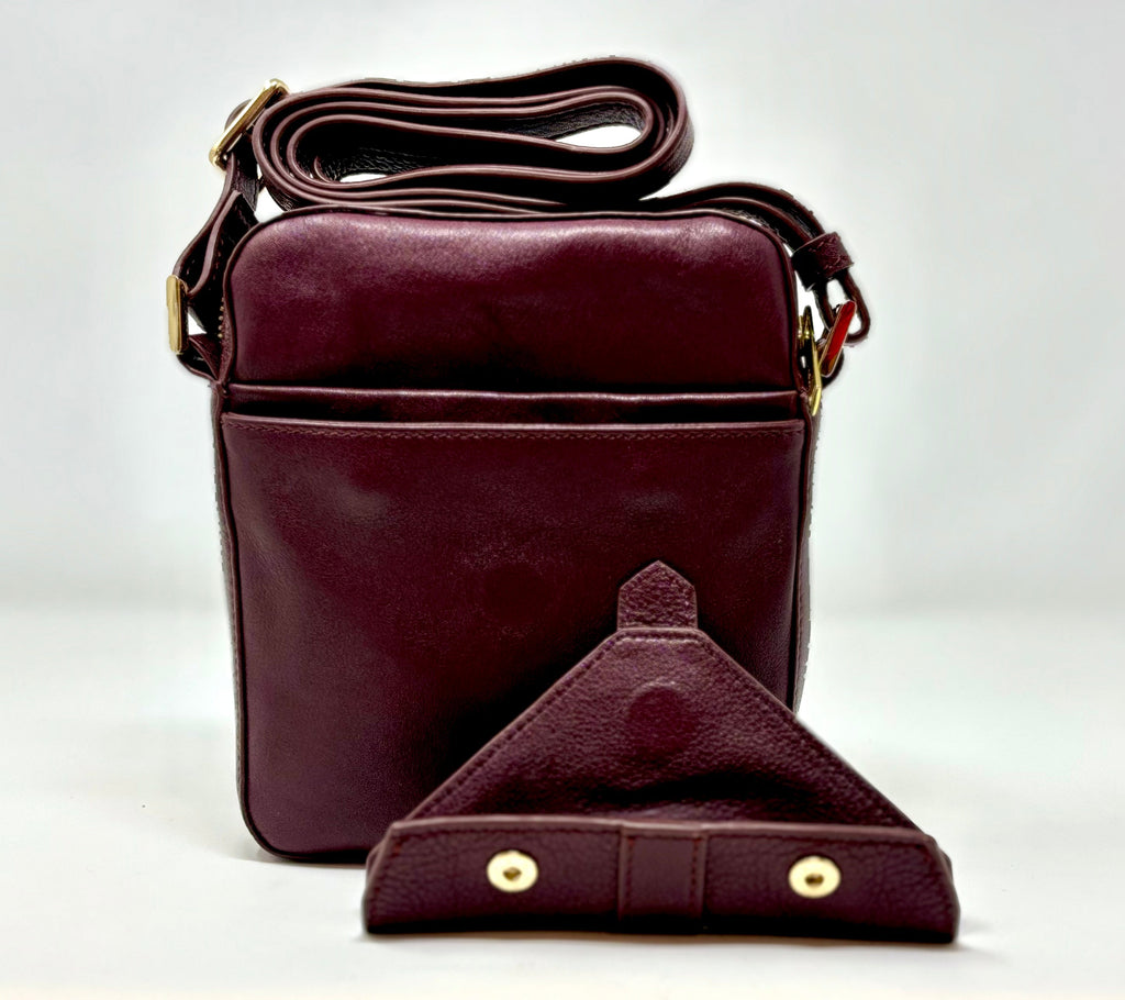 Petit sac en cuir aubergine —Nadine