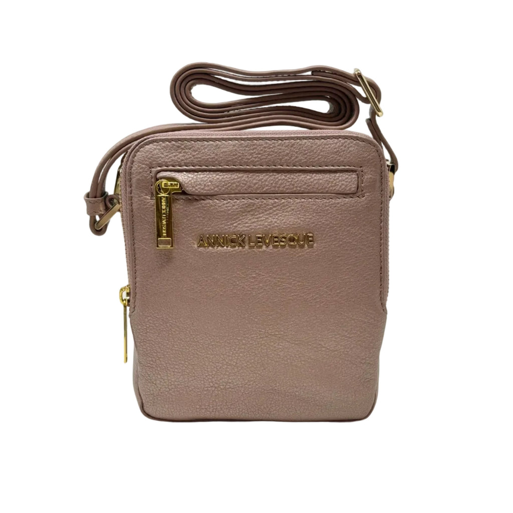 Petit sac en cuir rose platine —  Nadine