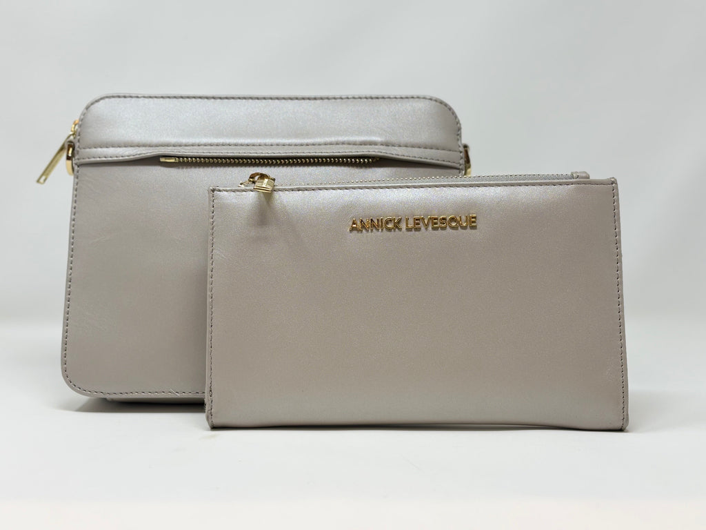 Petit Sac bandoulière avec porte carte détachable, Perlé | Kennedi