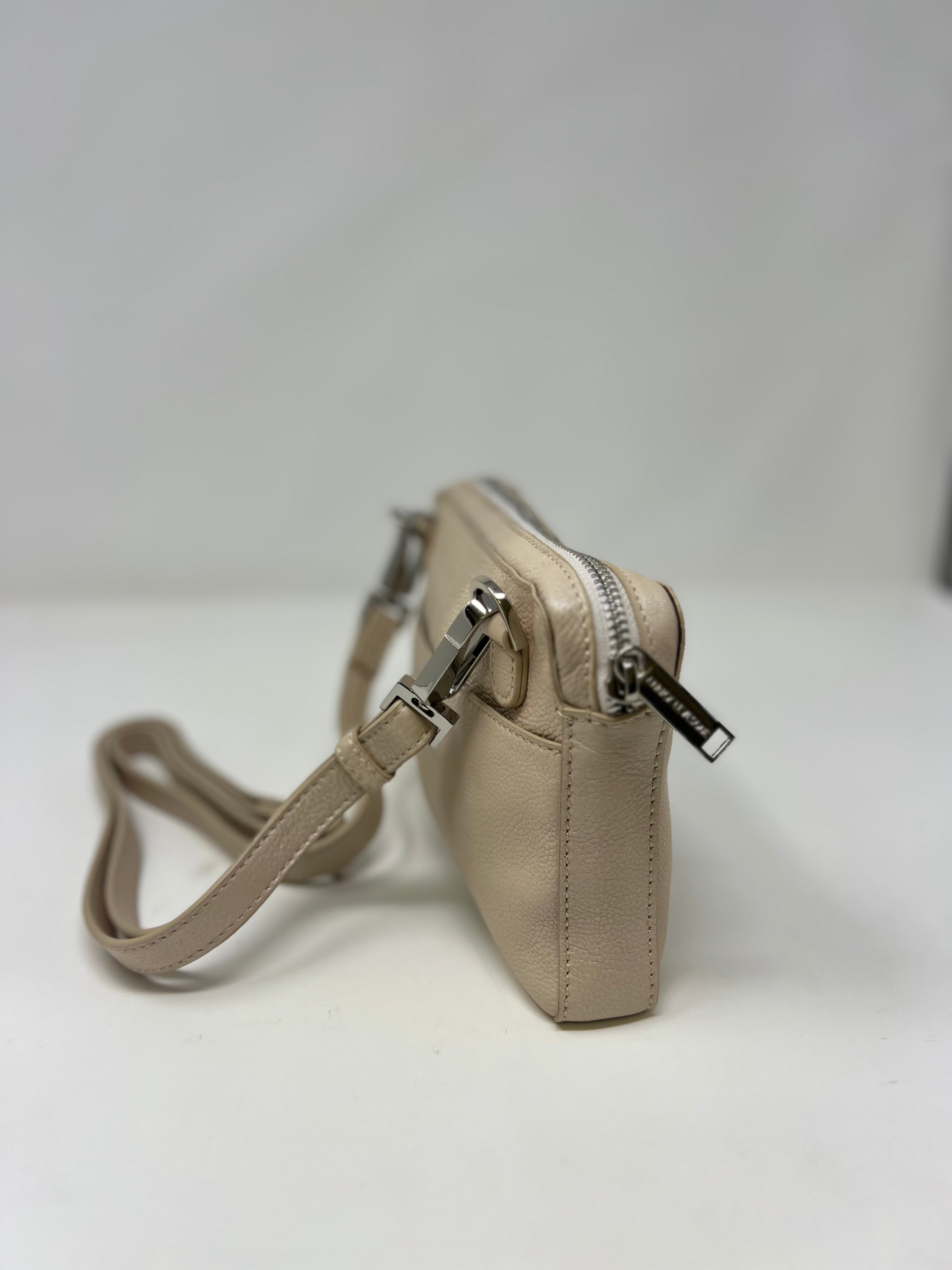 Petit sac bandoulière en Cuir Champagne, Annie
