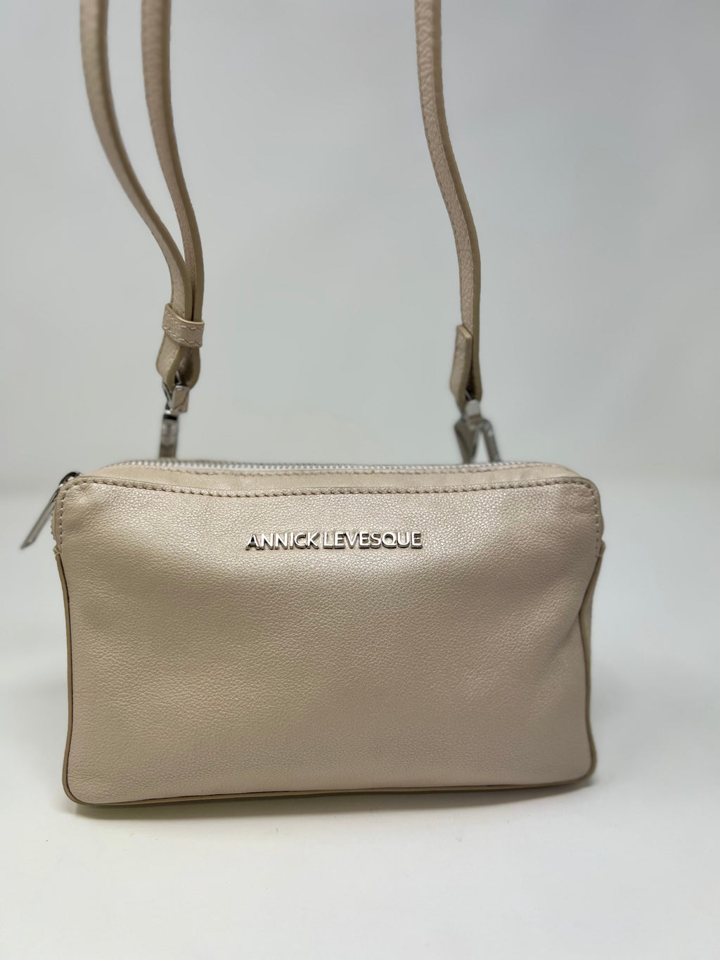 Petit sac bandoulière en Cuir Champagne, Annie