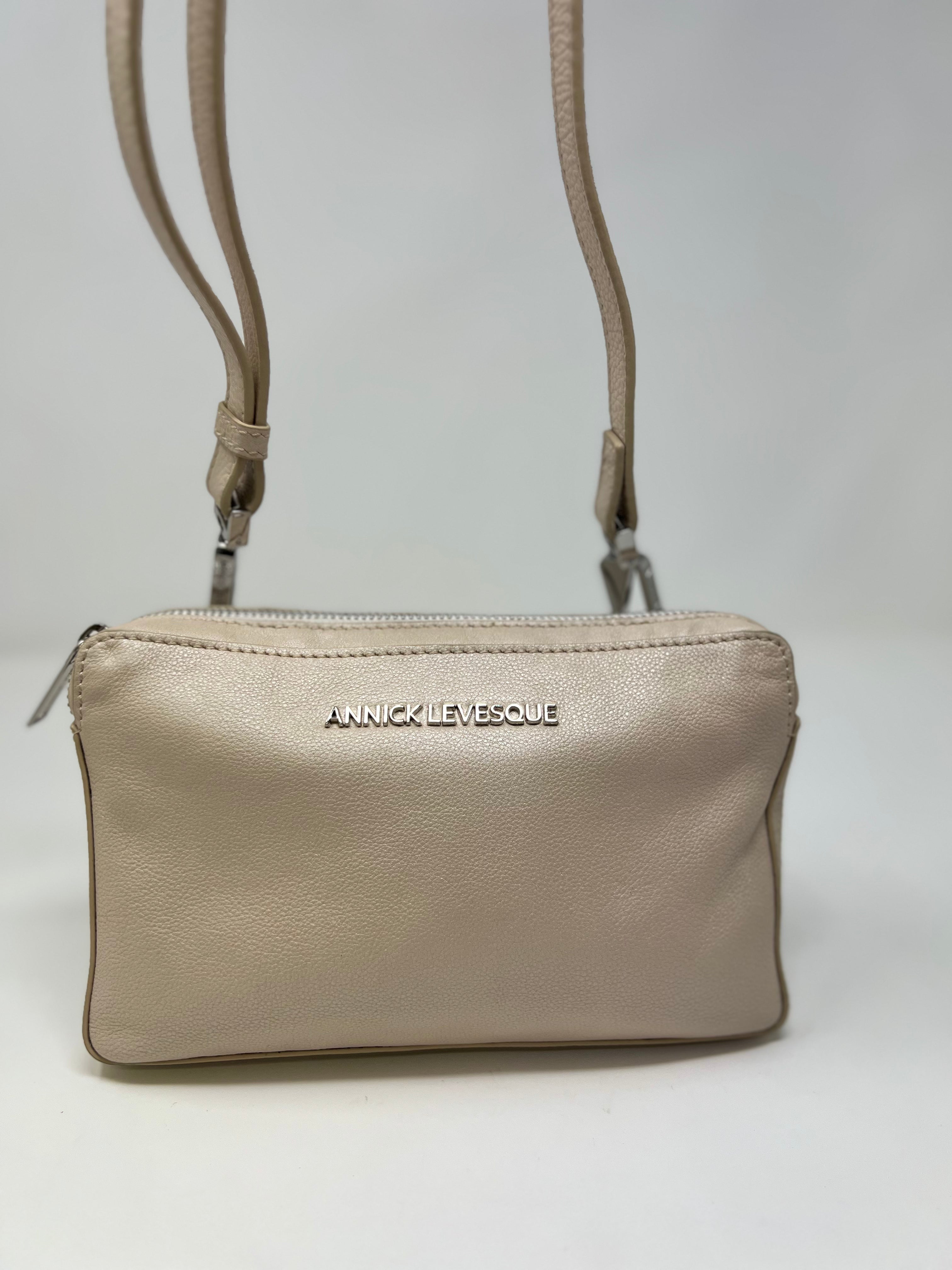Petit sac bandoulière en Cuir Champagne, Annie