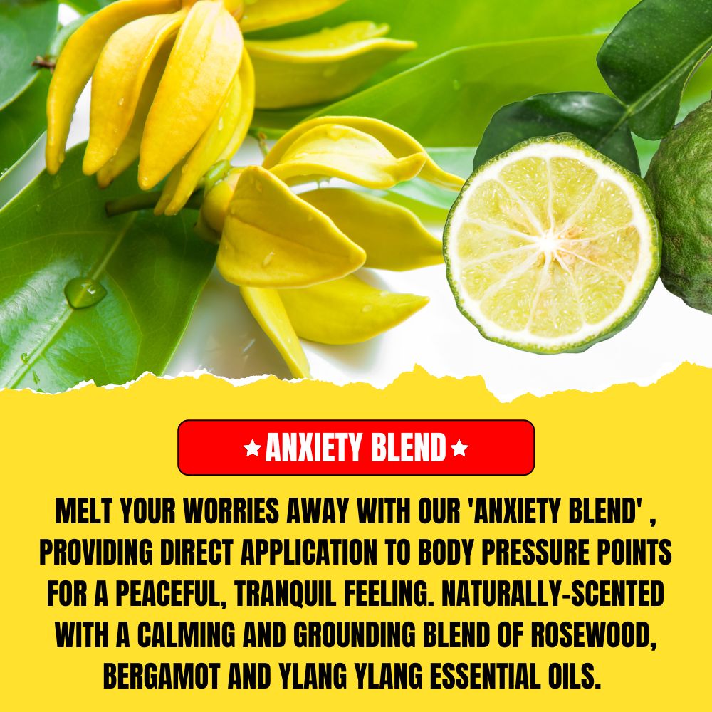 Anxiety Blend Essential Oil Roll-On (10ml) – Rosewood, Bergamot & Ylang Ylang | Calming Aromatherapy for Stress & Anxiety Relief