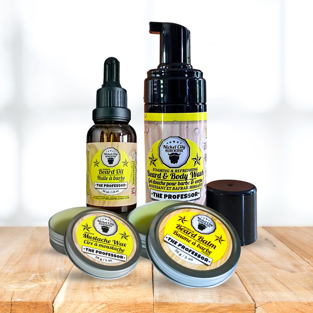 Legendary Professor Bundle (4-Piece Beard Care Set: Beard Oil, Balm, Wash and Moustache Wax) – Dr. Chris Schneider Collaboration Edition | Cedarwood, Vanilla & Sweet Cigar