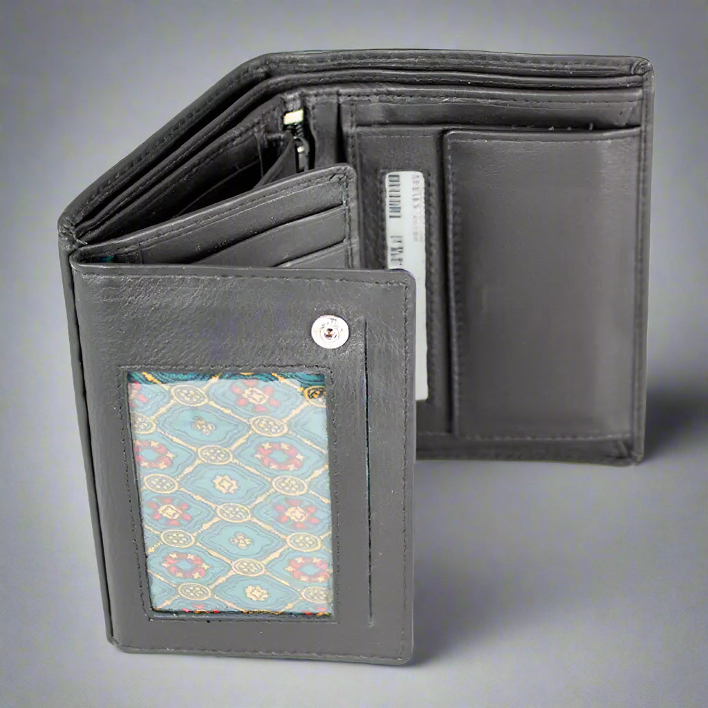 JBG International Men's Snap Close Flip Bifold Leather Wallet