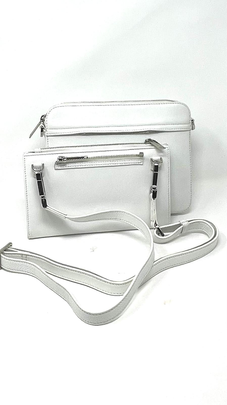 Petit Sac bandoulière avec porte carte détachable blanc pure | Kennedi