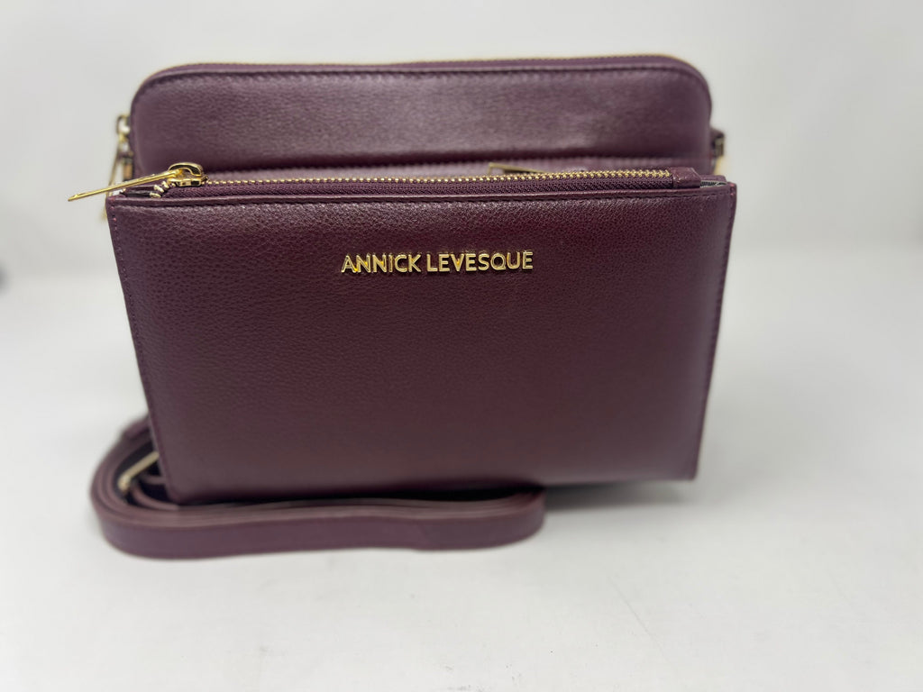 Petit Sac bandouillère avec porte carte détachable, aubergine | Kennedi