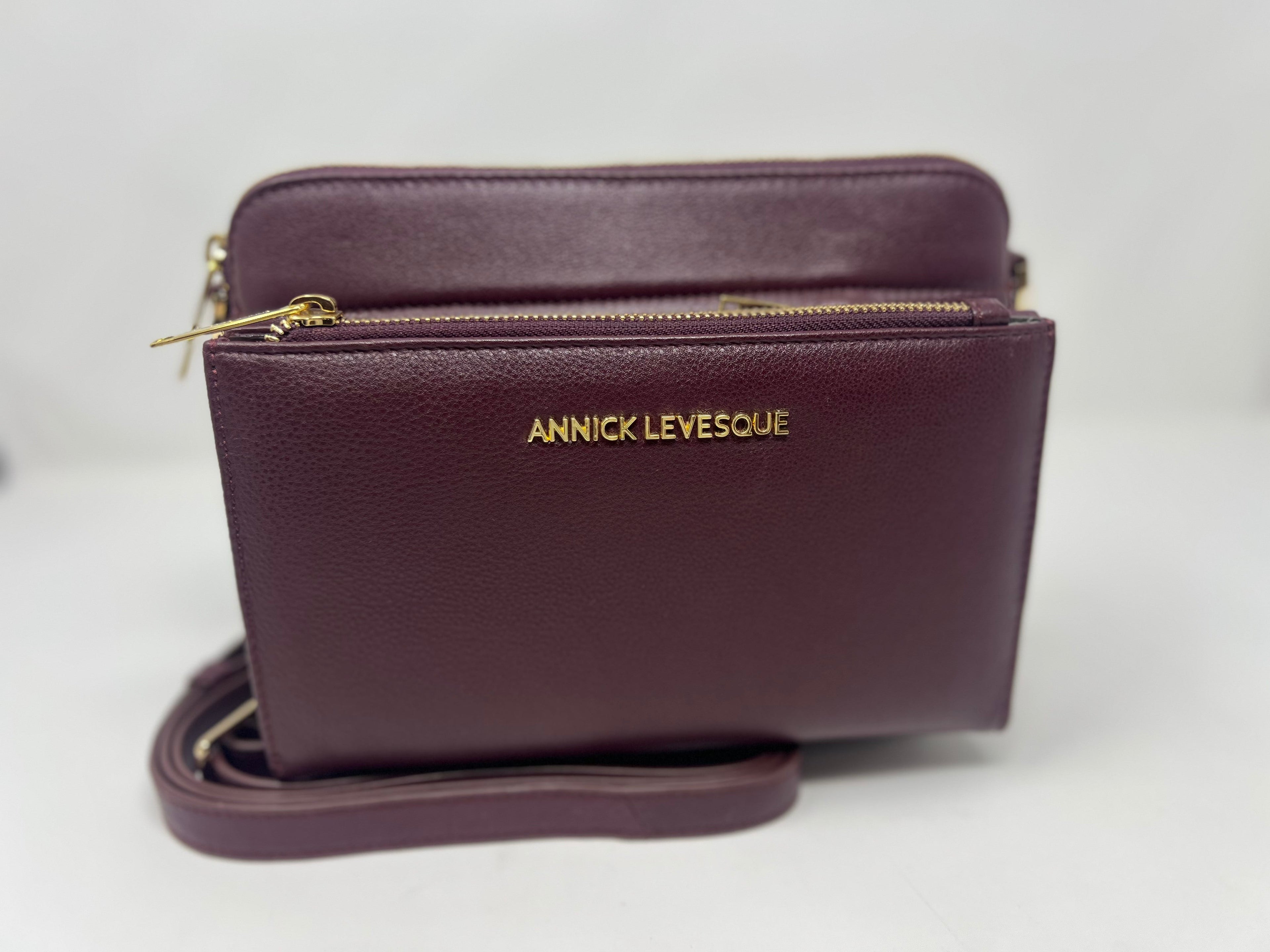 Petit Sac bandouillère avec porte carte détachable, aubergine | Kennedi