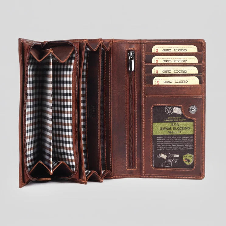 Greenwood Leather Full Grain Leather Wallet RFID Clutch