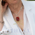 Carnelian Necklace in Sterling Silver — Large OOAK Statement Pendant — 16–18” Adjustable Chain — Echoes of the Lake Collection