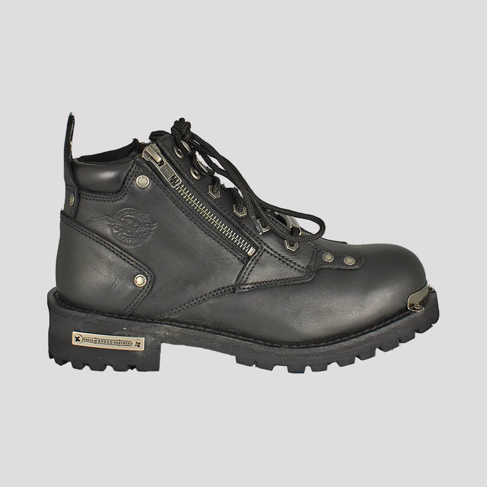 Milwaukee Leather Men's 6" Double Zip Lace Up Motorcycle Boots