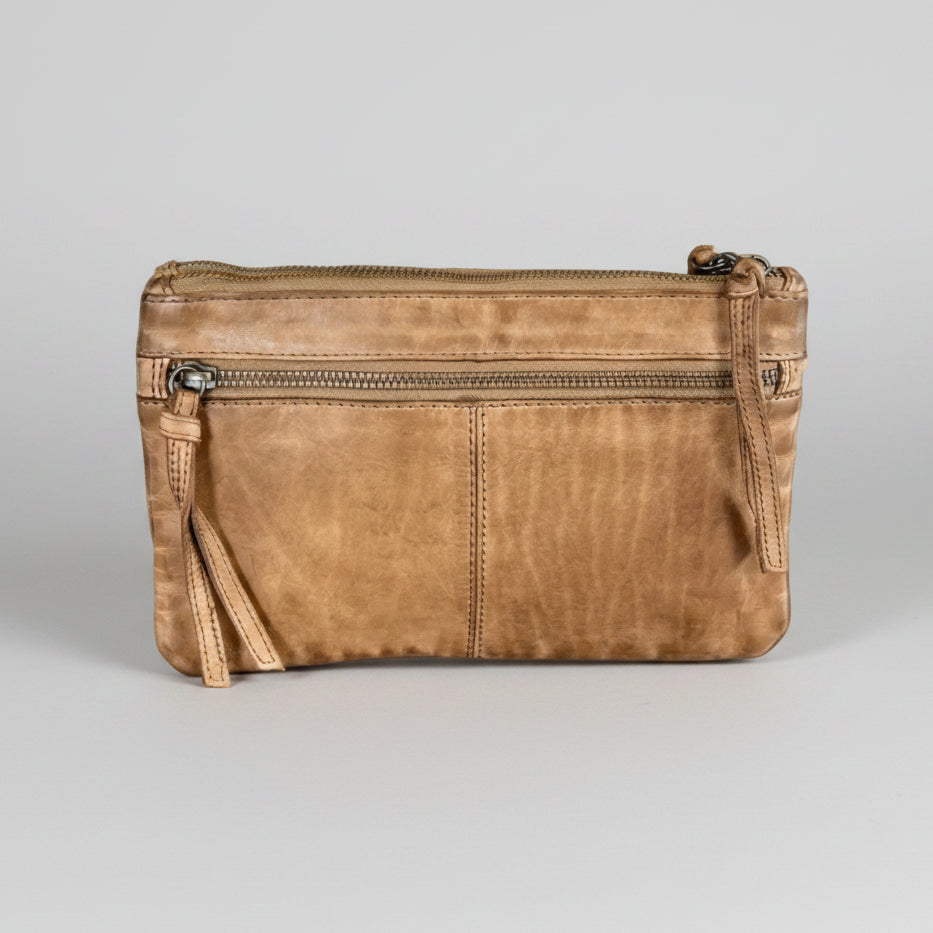 MET Leather Crossbody Bag with Dual Front Zipper Pockets