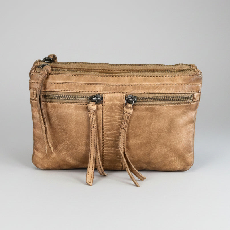 MET Leather Crossbody Bag with Dual Front Zipper Pockets