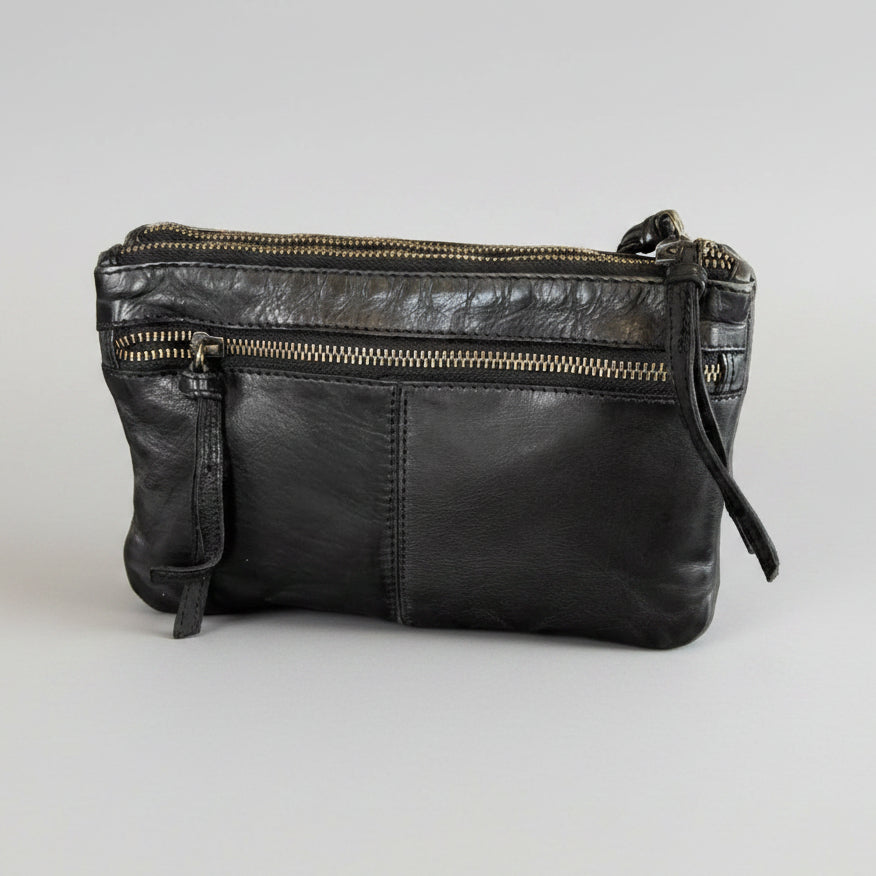 MET Leather Crossbody Bag with Dual Front Zipper Pockets