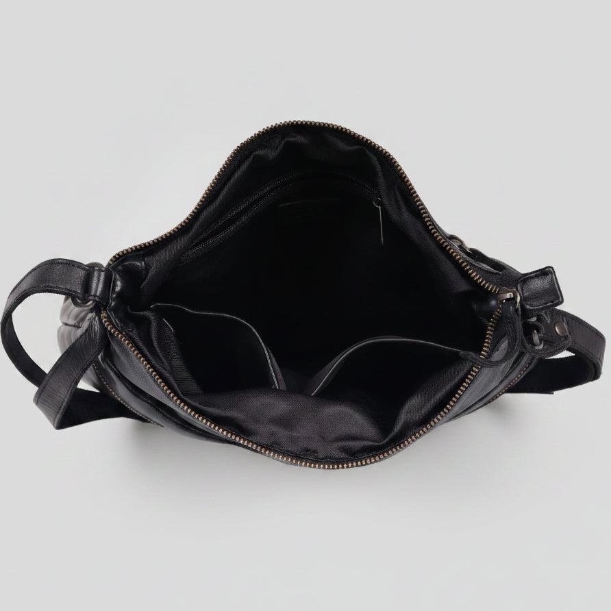 MET Leather Crossbody Bag with Dual Zipper Pockets