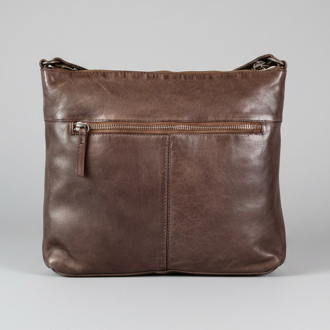 MET Leather Crossbody Bag with Dual Zipper Pockets