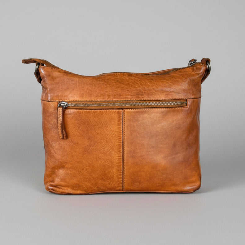 MET Leather Crossbody Bag with Dual Zipper Pockets