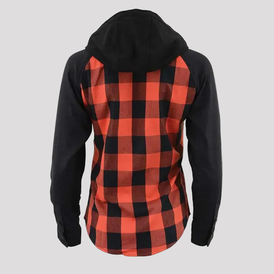 Milwaukee Leather Women's Armoured Plaid Hooded Shirt