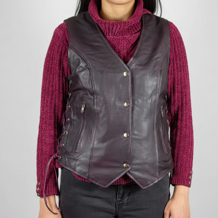 Open Road Women's Lace Side Leather Vest