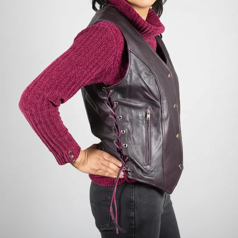 Open Road Women's Lace Side Leather Vest