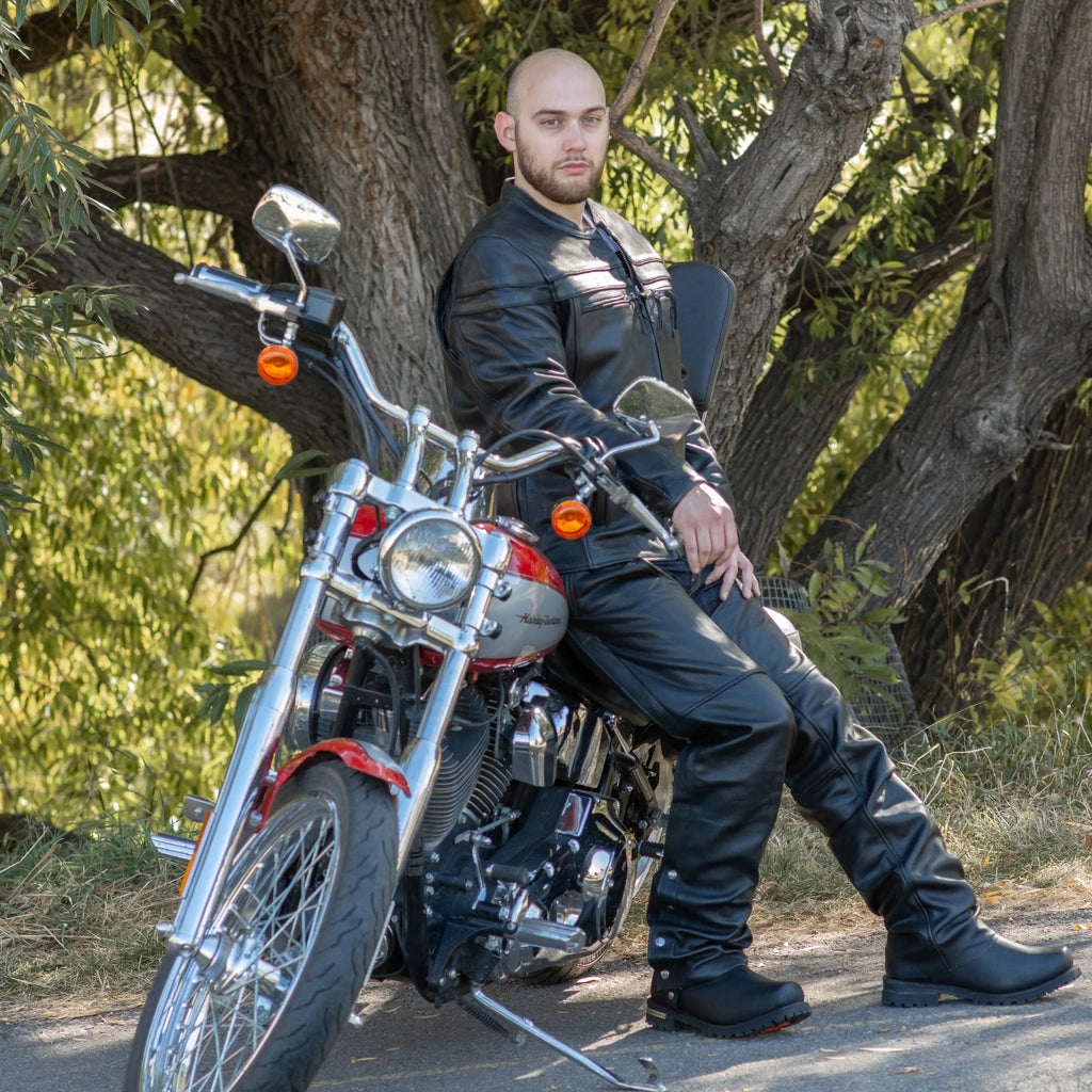 Open Road Unisex 4 Pocket Premium Leather Chaps